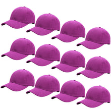 Load image into Gallery viewer, 12-Pack Baseball Dad Cap Velcro Strap Adjustable Size - Fuchsia
