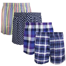 Load image into Gallery viewer, Falari 4-Pack Men's Boxer Underwear 100% Cotton Premium Quality 368-02