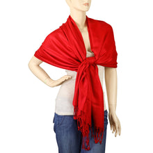 Load image into Gallery viewer, Women's Soft Solid Color Pashmina Shawl Wrap Scarf - Red