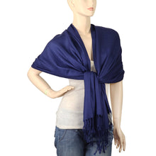 Load image into Gallery viewer, Women's Soft Solid Color Pashmina Shawl Wrap Scarf - Navy