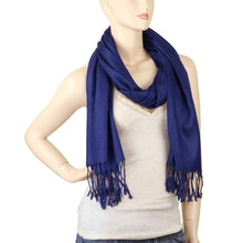 Load image into Gallery viewer, Women's Soft Solid Color Pashmina Shawl Wrap Scarf - Navy