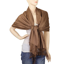 Load image into Gallery viewer, Women's Soft Solid Color Pashmina Shawl Wrap Scarf - Light Brown