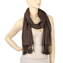 Load image into Gallery viewer, Women's Soft Solid Color Pashmina Shawl Wrap Scarf - Dark Brown
