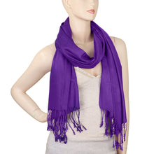 Load image into Gallery viewer, Women's Soft Solid Color Pashmina Shawl Wrap Scarf - Violet Purple