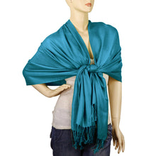 Load image into Gallery viewer, Women's Soft Solid Color Pashmina Shawl Wrap Scarf - Teal Blue