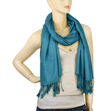 Load image into Gallery viewer, Women's Soft Solid Color Pashmina Shawl Wrap Scarf - Teal Blue