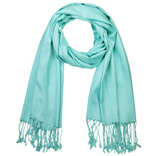 Load image into Gallery viewer, Women's Soft Solid Color Pashmina Shawl Wrap Scarf - Aqua Blue