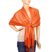 Load image into Gallery viewer, Women's Soft Solid Color Pashmina Shawl Wrap Scarf - Orange