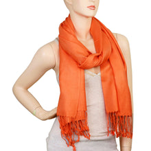 Load image into Gallery viewer, Women's Soft Solid Color Pashmina Shawl Wrap Scarf - Orange