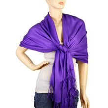 Load image into Gallery viewer, Women's Soft Solid Color Pashmina Shawl Wrap Scarf - Eggplant Purple