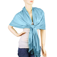 Load image into Gallery viewer, Women's Soft Solid Color Pashmina Shawl Wrap Scarf - Sky Blue