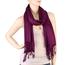 Load image into Gallery viewer, Women's Soft Solid Color Pashmina Shawl Wrap Scarf - Plum