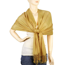 Load image into Gallery viewer, Women's Soft Solid Color Pashmina Shawl Wrap Scarf - Mustard Golden