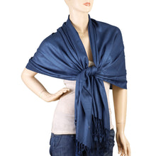 Load image into Gallery viewer, Women's Soft Solid Color Pashmina Shawl Wrap Scarf - Light Navy