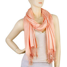 Load image into Gallery viewer, Women's Soft Solid Color Pashmina Shawl Wrap Scarf - Peach