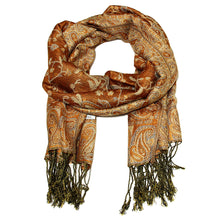 Load image into Gallery viewer, Women's Paisley Pashmina Scarf - Gold Brown