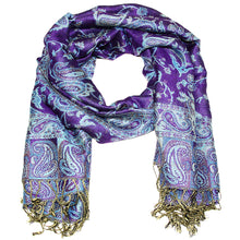 Load image into Gallery viewer, Women's Paisley Pashmina Scarf - Dark Purple Turquoise