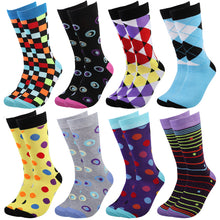 Load image into Gallery viewer, Falari Men 8 Pairs Colorful Novelty Crazy Combed Casual Dress Socks