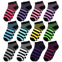 Load image into Gallery viewer, 12-Pack Striped Women's Ankle Socks