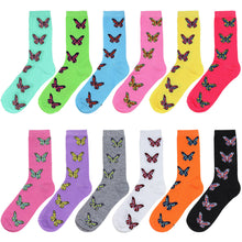 Load image into Gallery viewer, 12-Pack Women's Crew Socks - Butterfly