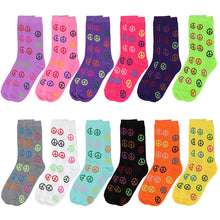 Load image into Gallery viewer, 12-Pack Women's Crew Socks - Peace Sign