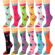 Load image into Gallery viewer, 12-Pack Women's Crew Socks - Flamingo