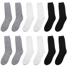 Load image into Gallery viewer, 12-Pack Women's Crew Socks Black Grey White
