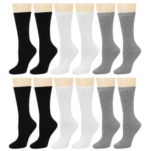 Load image into Gallery viewer, 12-Pack Women's Crew Socks Black Grey White