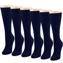 Load image into Gallery viewer, Falari Women Diabetic Socks Diabetes Edema and Circulatory Loose Fitting Cotton Crew Socks - 6 Pairs Navy