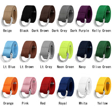 Load image into Gallery viewer, Canvas Web Belt Metal Double D Ring Buckle for Men Women 1 1/2" Wide