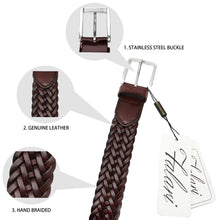 Load image into Gallery viewer, Men's Leather Braided Belt Stainless Steel Buckle 35mm 9007