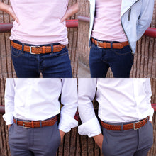 Load image into Gallery viewer, Men's Leather Braided Belt Stainless Steel Buckle 35mm 9007