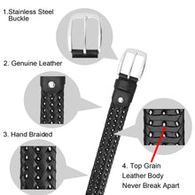 Load image into Gallery viewer, Men's Leather Braided Belt Stainless Steel Buckle 35mm 9011